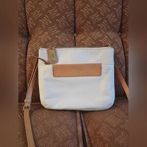 Fossil leather crossbody purse Bag soft white and tan